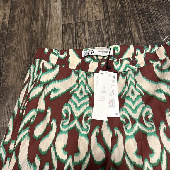 Zara Ikat Print Pants Women’s XS Straight Wide Leg Lightweight Resort - Picture 2 of 6